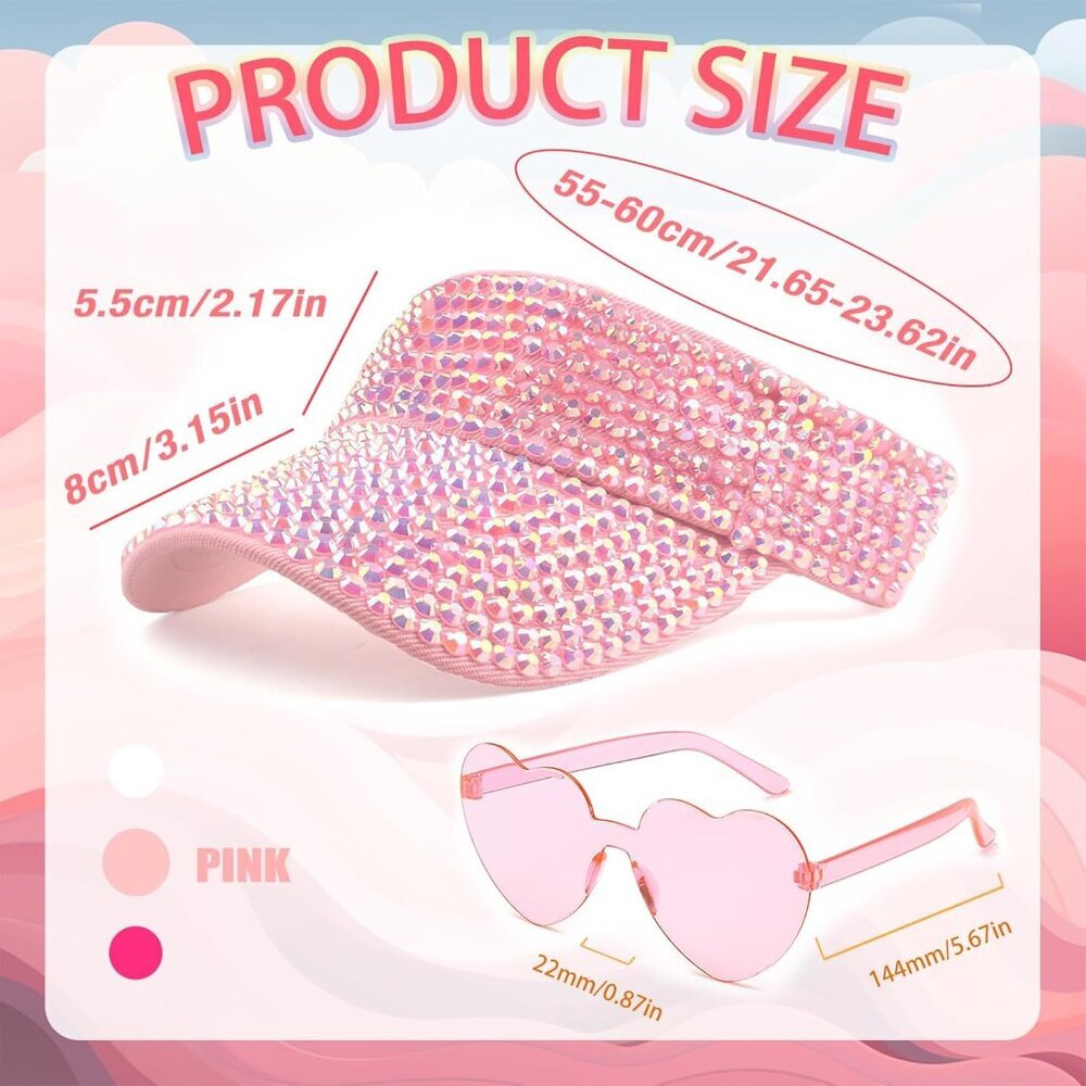 Sun Visor Hat Rhinestones Adjustable Strap For Wo… - image 2